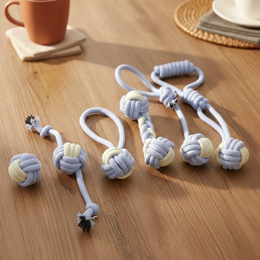 Marshmallow hondenspeelgoed – katoenen touw set (6-delig)